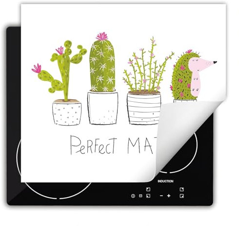 DarHaus Tapis protection plaque induction 60x52 cm Protege plaque tapis pour induction - cactus