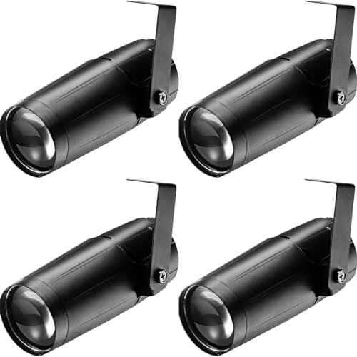 ZonQoonz 4PCS LED Pinspot Licht, DJ Effekt Weiße Punktstrahler Spot Licht für Discokugel Spiegelkugel Party Hochzeit Halloween Weihnachten Dance DJ Show