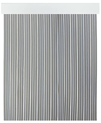 Acomoda Textil - Cortina Interior o Exterior PVC para Terraza, Jardín, Patio y Balcón. Panel con Barra de Aluminio Antimoscas e Insectos Fácil Instalación. (Gris/Blanco, 90x210 cm)