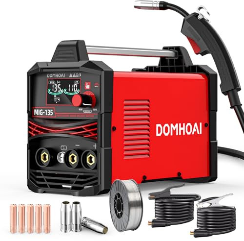 MIG Welder 110V, 135A Flux Core MIG Welder/Lift TIG/Stick 3-in-1 Welding Machine with [Large LED Display] and Synergy, IGBT Inverter Welder and Portable Gasless Welder Equipment