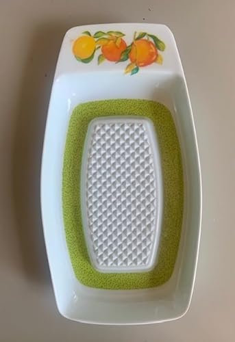 Generico Grattugia in melamina per Frutta e Verdura Bianca con Decoro agrumi. Grattugia Mele per Neonati. Resistente e Facile da Lavare.