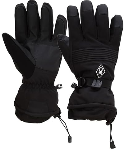 Spyder Damen Skihandschuhe - Ripstop Fingertip Mountain Glove mit gepolsterter Handfläche aus Wildlederimitat - Isolierte Handschuhe zum Skifahren (S-XL), Größe L, Schwarz