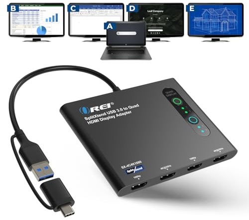 OREI SplitExtend HDMI Splitter Extended Display for Quad Monitor - 4K@30Hz