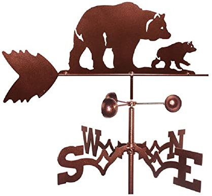 TANKUAI Vaneta de Viento de Metal, Veletas De Viento para Tejado,Veleta Optimist,Indicador De DireccióN del Viento,Granja Retro Durable Escena Viento Indicador De Dirección-Oso Grande Oso PequeñO