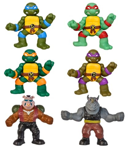 PlayMates Teenage Mutant Ninja Turtles -2.65 Mini Stretchable Figures 6-Pack Toys