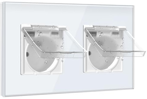 BSEED Prise USB C 16A avec Couvercle Étanche 2 Gang, Double Prise avec Capot de Protection 157mm Blanc