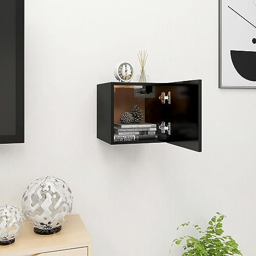 Xichuzi TV-Wandschrank Schwarz 30,5x30x30 cm, Tv Board, Tv Lowboard, Tv Tisch, Fernsehschrank, Fernsehtisch, Kommode, Sideboard Wohnzimmer, Tv Sideboard - 804484