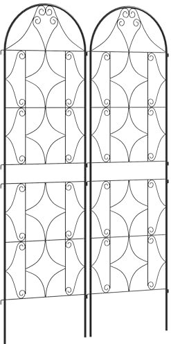 Outsunny Support pour Plantes grimpantes avec Motif irrégulier, Lot de 2, Treillis de Jardin, pour légumes, vignes, Fleurs, en métal, 50 x 180 cm, Noir