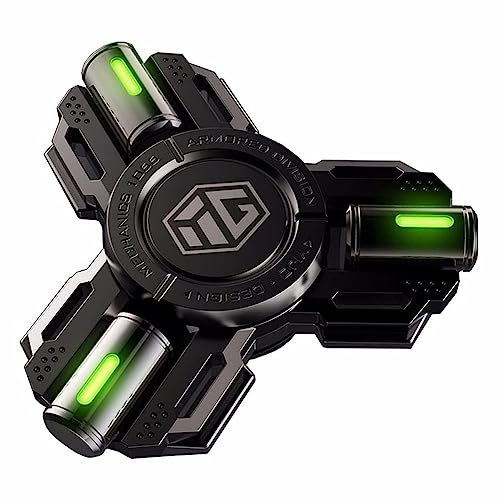 AYUNJIE Metal Finger Hand Spinner Jouets avec Lumière Lumineuse, Stress Anxiété Soulagement du Tdah Figures Toy Spinner Cadeaux pour Adultes Et Enfants (A,Noir)