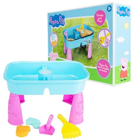 Peppa Pig Sand & Water Play Table | Outdoor Activity Table Sandbox Toy | Water Sensory Table | Peppa Pig Outdoor Toys | Kids Garden Table | Spade, Rake & Moulds Included | 3+