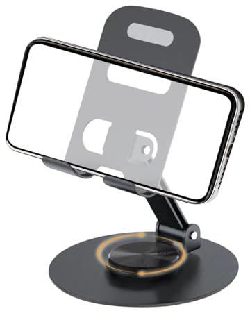 Générique Rotating Phone Stand, Flessibile Smartphone Holder, 3.54x1.26in Foldable Desk Mount, Regolabile Height Feature, Multi-Angolo Design per Room, Home, Video Calls, Streaming