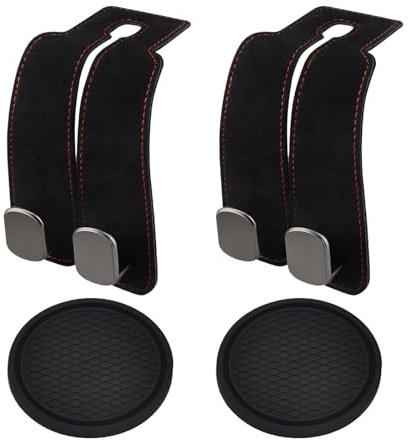 2PCS Car Bag Hook, with 2PCS Silicone Coasters, Hooks for Bags, car Organiser， Travel Accessories for Long Trips, Suitable for Hanging Handbags, Mobile Phones, Tablets and So On.