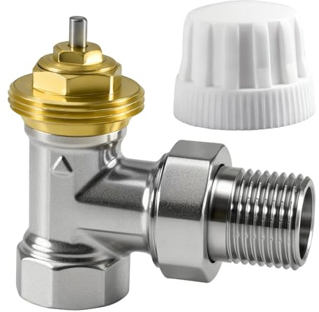 XSHAO® Thermostatventil 1/2, Heizkörperventil 1/2 Zoll Eckventil Heizkörper Thermostatkopf Temperatur Regel Ventil für Präzise Temperaturregelung