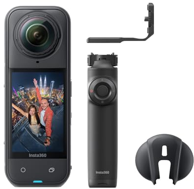 Insta360 X5 Vlog-Bundle - wasserdichte 8K 360°-Kamera, Führend bei wenig Licht, Unsichtbarer Selfie-Stick-Effekt, robuste auswechselbare Linsen, 3 h Akku, Integr. Windschutz