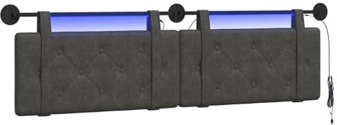 vidaXL Hängendes Kopfteil Mit LED Licht Schwarz Antikes PU, Moderner, rechteckiger Wandkopfteil, platzsparende Rückenlehne, schickes Zimmer-Accessoire, zeitgemäßes Schlafzimmermöbel