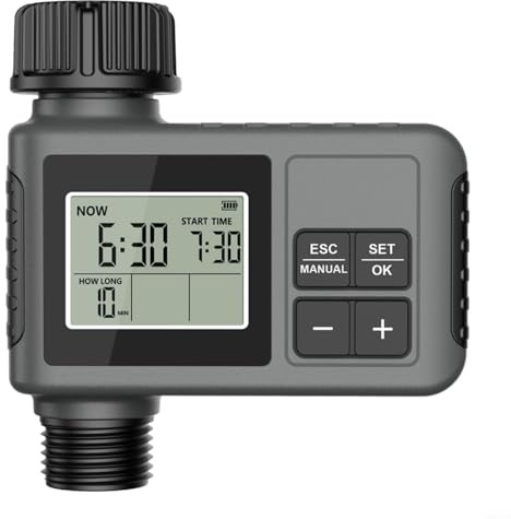 BEAZOOM Timer automatico per irrigazione da giardino, regolatore intelligente per irrigazione con 3 modalità, grande schermo LCD, funzione ritardo pioggia, IP55, resistente alle intemperie