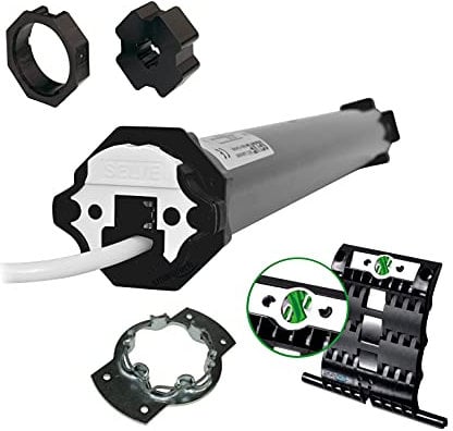 Selve® SP 2/10 hochwertiger Rolladenmotor inkl. Einbruchschutz durch patentierte SecuBlock®, Motorlager, Anschlusskabel und SW 60 Adapter/Mitnehmer. (SP 2/10 mit 2 St. SecuBlock)