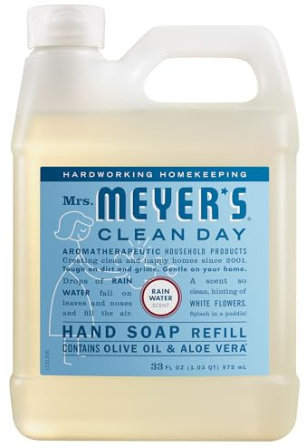 MRS. MEYER'S CLEAN DAY Hand Soap Refill, Rain Water Scent, 33 Fl Oz Bottle
