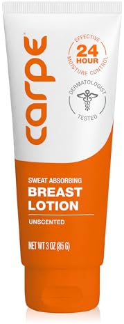Carpe No-Sweat Breast - Helps Keep Your Breasts And Skin Folds Dry - Sweat Absorbing Lotion - Helps Control Under Breast Sweat - Great For Chafing And Stain Prevention
