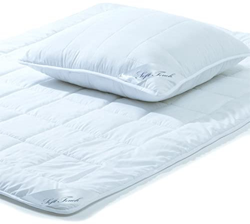 aqua-textil Soft Touch Bettdecke Ganzjahresdecke 150 x 200 cm Set inkl 1x Kopfkissen 80 x 80 cm Winter Sommer Steppdecke Oeko-TEX