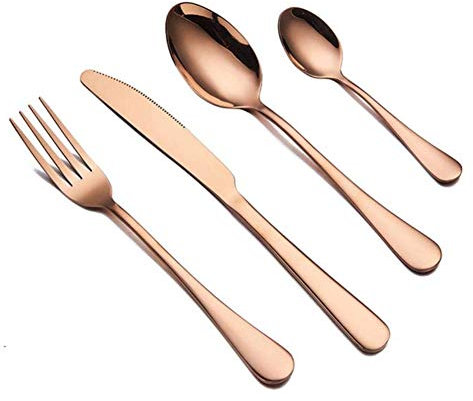Silver Stainless Steel Gold Spoon Cutlery Dinnerware Set, Kitchen Forks Knives Spoons Tableware Set,rose gold 1 set