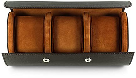Sprezzi Fashion Luxuriöse Uhrenrolle Uhrenbox Braun aus Leder für 3 Uhren handverarbeitetes Etui zur Uhren Aufbewahrung mit Geschenkverpackung (Braun)