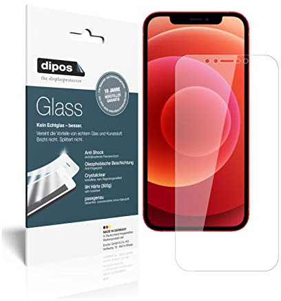 dipos 2x Displayschutzfolie 9H klar für Apple iPhone 12 Pro | Bricht und splittert nicht, kein Echtglas, Anti-Shock, passt perfekt, kratzfest, blasenfrei, hüllenfreundlich, selbstklebend