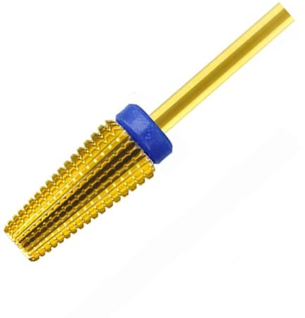 5 in 1 Professional Carbide Nail Drill Bit Remove Acrylic Gels Nail Remaining Polishing Uneven Nail Surface 3/32 inch Shank Two Way Rotate Cuticle Manicure Pedicure Home Salon Tools (Gold Medium)