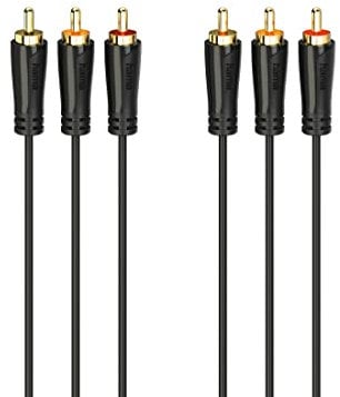 Hama – Cavo audio-video, 3 x RCA M / 3 x RCA M, 3 metri, connettori dorati