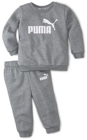 PUMA 846141 Unisex Baby Minicats Ess Crew Jogger Fl Jogginganzug, Medium Gray Heather, 80 EU