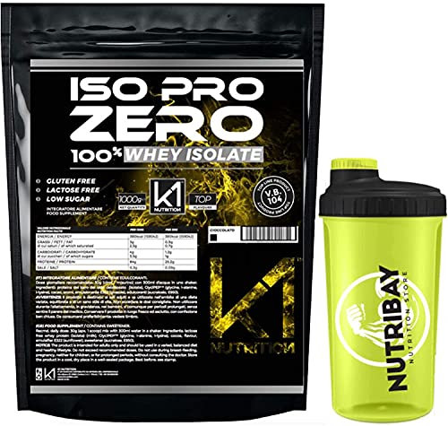 ISO PRO ZERO 2 Kg Proteine 100% Whey Isolate con Vb104 - K1 Nutrition SENZA GLUTINE, SENZA LATTOSIO, LOW SUGAR, (PISTACCHIO 2 KG + SHAKER)
