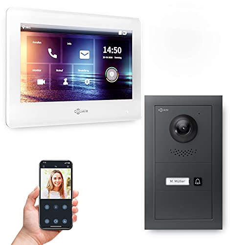 Goliath Hybrid | 2-Draht | Full-HD Video Türsprechanlage | App | 1-Fam | 1 x Full-Touchscreen 7 | Aluminium Unterputz Türstation | + Blanko Modul | 180° Ultra-Weitwinkel | AV-BUS-656