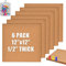 Okydoky 12x12 (30.5 X 30.5cm) Self-Adhesive Cork Borad, 1/2 (12mm) Thick Cork Tiles for Walls, 6 Pack Bulletin Board with 50 Push Pins for Office, Home, School(12mm,6P,UK)