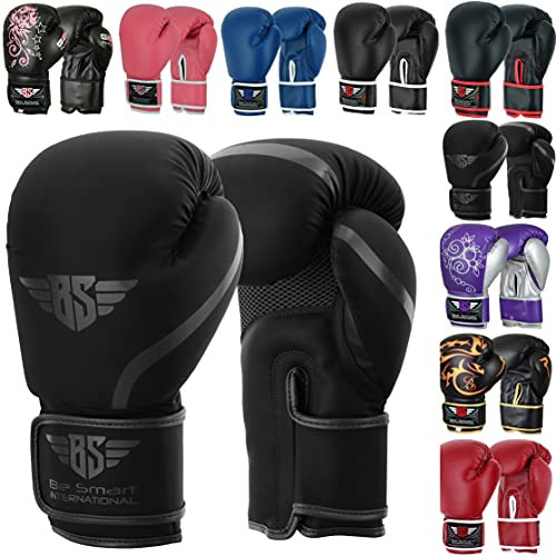 Be Smart Guantoni da boxe per bambini da 4 a 15 anni, 113,4 g, 226,8 g, guanti da allenamento per donne e bambini, guanti da boxe per ragazzi in pelle PU, MMA, Muay Thai Kick Boxing (8oz)