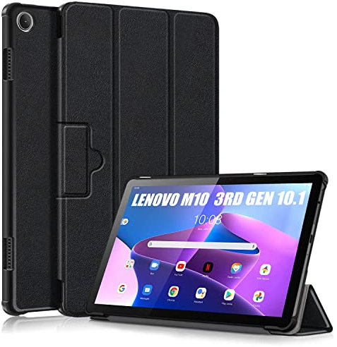 TOPCASE Hülle für Lenovo Tab M10 10.1 3rd Gen 2022 TB-328F, Schlank Slim Schutzhülle mit Standfunktion mit Auto Schlaf/Wach,Schwarz