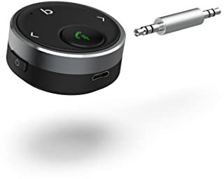 Hama Aux Bluetooth Adapter Auto (drahtloser Bluetooth Empfänger für Musik und Freisprechanlage, 10 Stunden Akku, Klinke, für Stereoanlage, Google Assistant und Siri, Streaming) Alu, schwarz