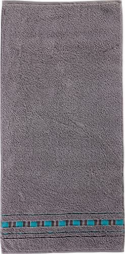 Erwin Müller Duschtuch - Achern - 500g/m² - schnell trocknend, extra saugstark, beidseitige Schlaufen - Größe 70x140 cm grau/türkis