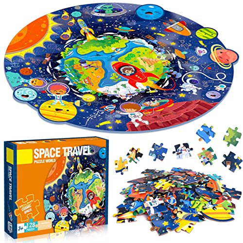FORMIZON Puzzle Kinder, 128 Teile tierische Puzzleteile, Ocean Puzzle Spielzeug, Pädagogisches Spielzeug, Kinderpuzzle Geschenk für Jungen Mädche ab 5-12 Jahren (Universum)