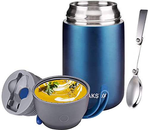WAKSOX Termo para Comida Food Thermy 530ml,730ml Taza Aislada, Botella de Acero Inoxidable Aislada para Alimentos, Beber y sopa de los niños de adultos A prueba de fugas Térmico