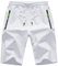 JustSun Kurze Hosen Herren Shorts Sommer Kurze Jogginghose Sporthose Sweatshorts Baumwolle Sport Shorts mit Reißverschluss Weiß L