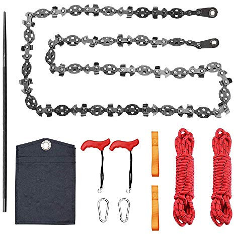 Zunedhys High-Reach Tree Limbs Hand Wire Saw with Two Ropes,Sharp Tooth Blades on Both Sides,Folding Pocket Chain Saw,for Camping