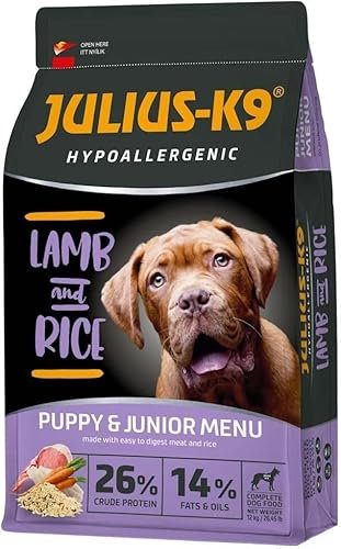Panzi Julius-K9 - Lamb & Rice - Hypoallergeen hondenvoer voor Pups en jonge honden - Hondenbrokken op lam & rijst Basis - Geschikt voor alle rassen - 3kg