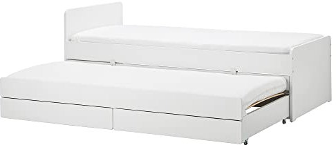 IKEA SLÄKT Bettgestell mit Unterbett und Stauraum, 90x200 cm, weiß