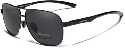 KINGSEVEN 2023 Marke Männer Aluminium Sonnenbrille Polarisierte UV400 Spiegel Männliche Sonnenbrille Frauen für Männer Oculos de sol (Schwarz Grau)