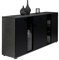 Mirjan24 Kommode Salsa II mit Schublade und 3 Türen, Anrichte Highboard Sideboard Schrank Mehrzweckschrank Wohnzimmerschrank (Matera/Schwarz, mit Blauer LED Beleuchtung)