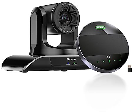 Tenveo 10X PTZ Conference Room Camera System with Bluetooth Speaker and Microphone, USB/HDMI/RJ45, 1080P 60FPS Live Streaming Camera for Meetings, Church, Education