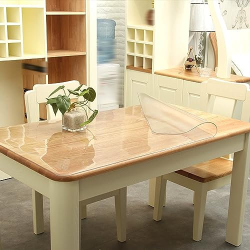 JIAJUTUI001 Mantel de PVC Transparente Protector Mesa 2mm Grosor Protector de Mesa Rectangular,Oficina Escritorio Mesa Cristal Lámina de Protección de Mesa Tamaño Deseado (Transparent,90x140cm)