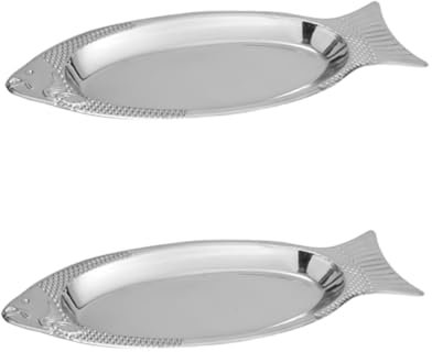 BESTonZON Auto-Dekor 2 Stück Fischteller Fischform Servierteller Glas Fischform Teller Vorspeisenteller Terrarienbehälter Futtertablett Snackbehälter Küchengeschirr Gedämpftes Fischgericht