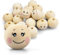 Netuno 17 Stück Holzkugeln mit lachendem Gesicht smiling face 20 mm x 18 mm Holz Köpfe Engelsköpfe Natur Bastel-Perlen für Makramee Deko-Kugeln mit Augen zum Basteln Schmuck Holzperlen mit Loch rund