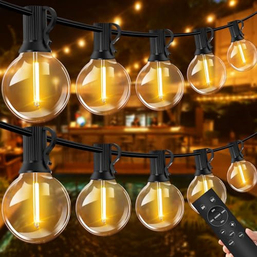 LED Lichterkette Außen Dimmbar - Outdoor Lichterkette Strom 45M 58+2 G40 Glühbirnen mit Timer IP44 Wasserdicht Lichterketten Aussen für Balkon Garten Hochzeit Party Terrasse (45m 58+2 dimmer)
